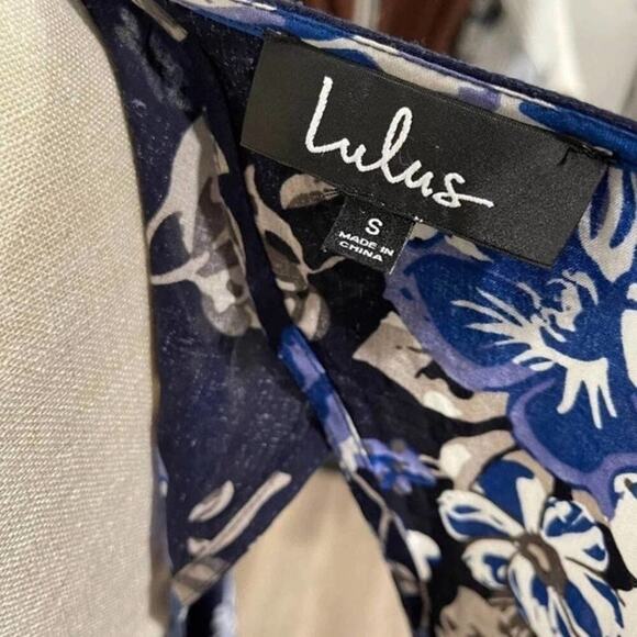 Lulus Once and Floral Navy Blue Floral Print Bell Sleeve Wrap Dress - Picture 5 of 7